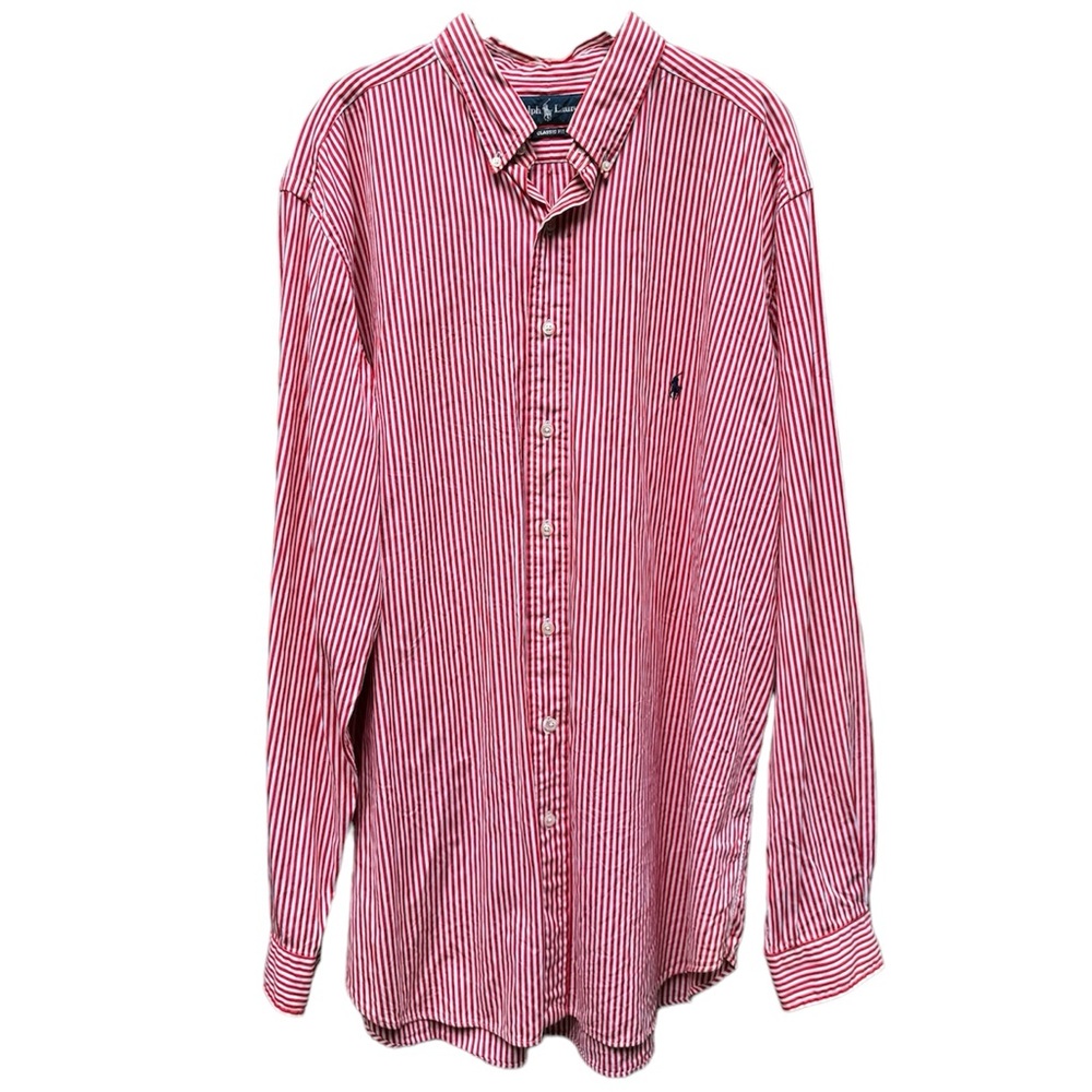 Polo Ralph Lauren Red White Button Down Shirt Size XLT